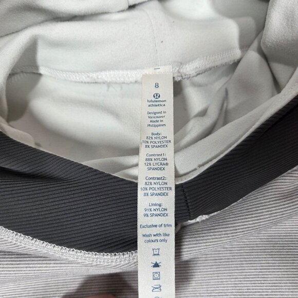 Lululemon Base Runner Hoodie 8 Wee Stripe White Gray W3B90S Running - Picture 4 of 12